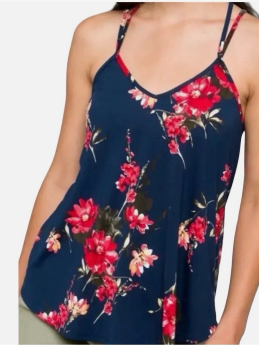 NWT Women's Papermoon Navy Floral V-Neck Camisole Tank Top